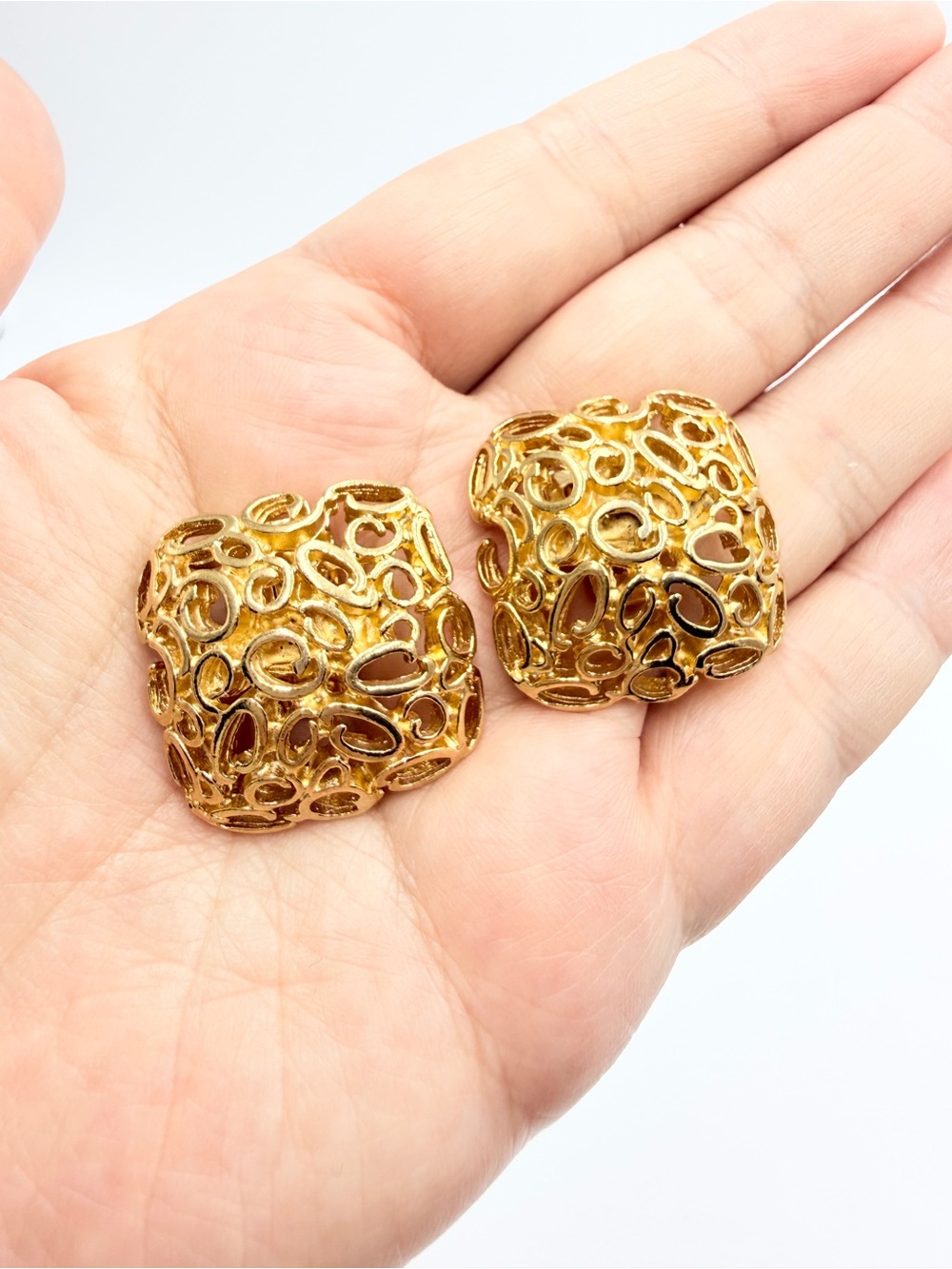 Vintage Bluette Made in France Gold Tone Dress Clips Pair